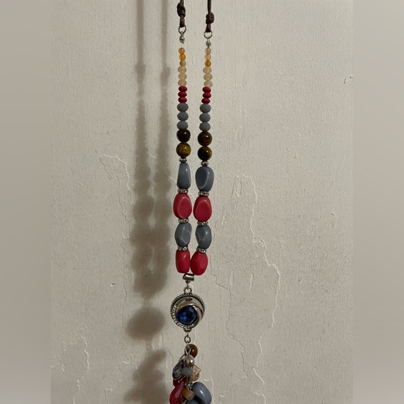 Multi Bead Snap-It Necklace with Blue Crystal Snap - Picture 3 of 6